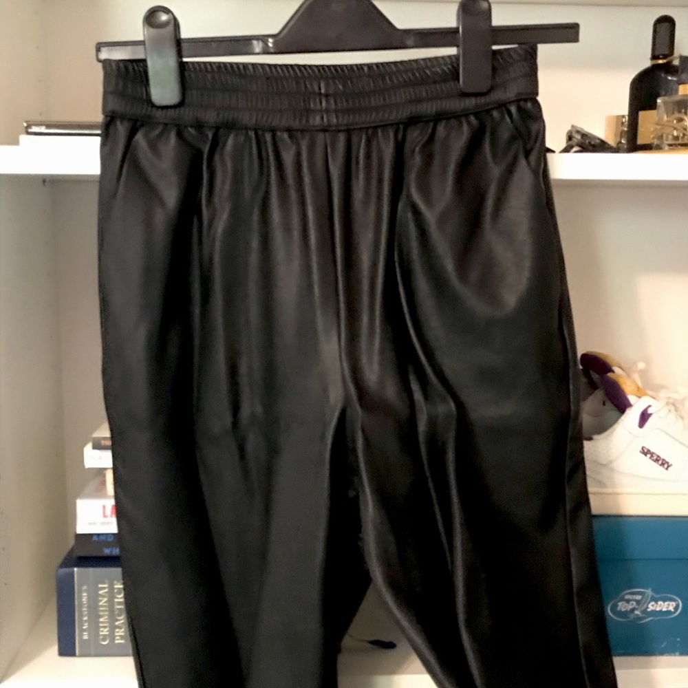 Black faux-leather Asos trousers!